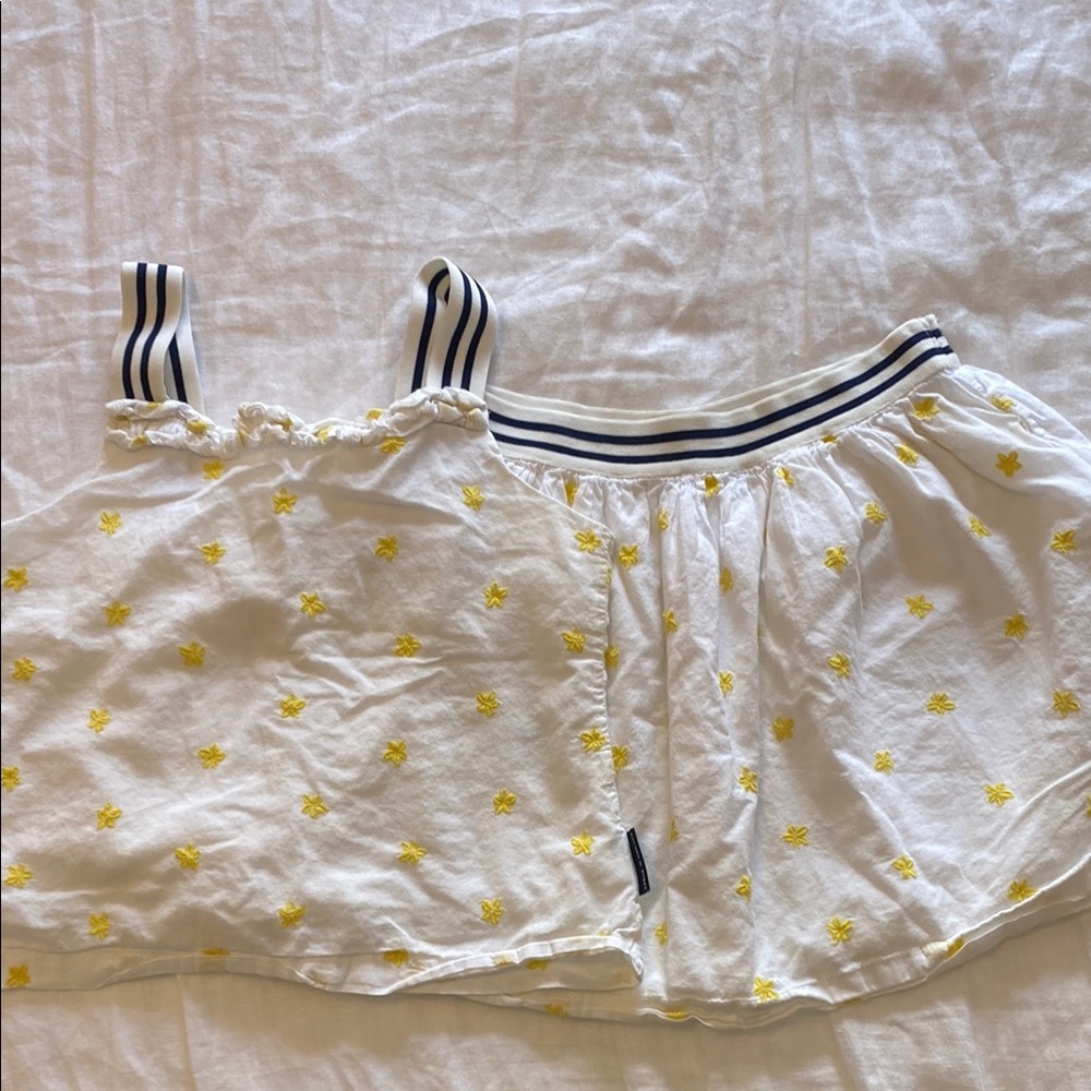 White and Yellow Floral Top and Skirt Set